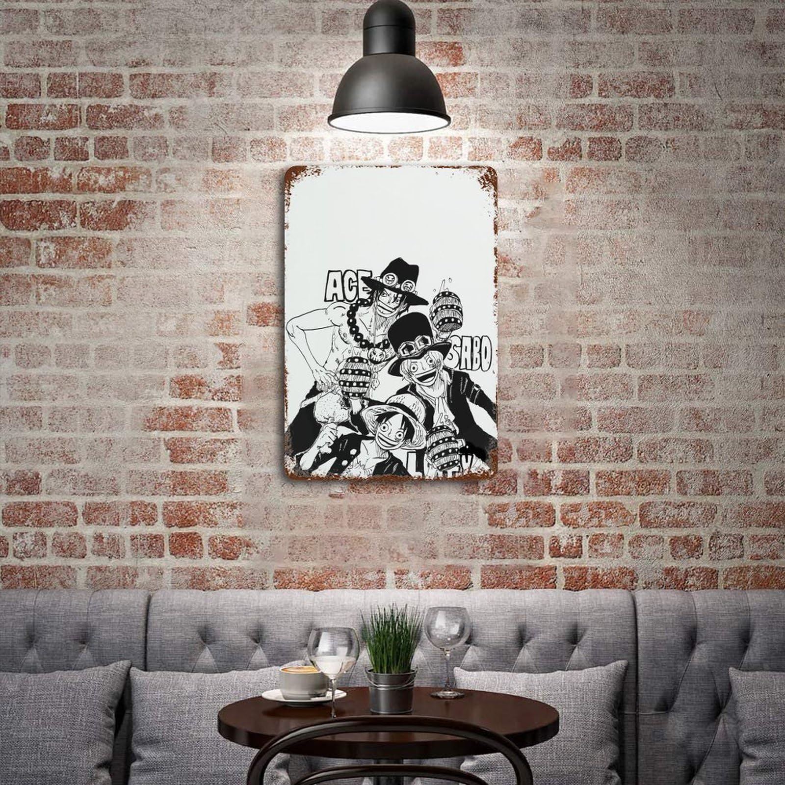 Amazon.co.jp: ブリキ看板 ワンピース ONE PIECE エース ビンテージ風